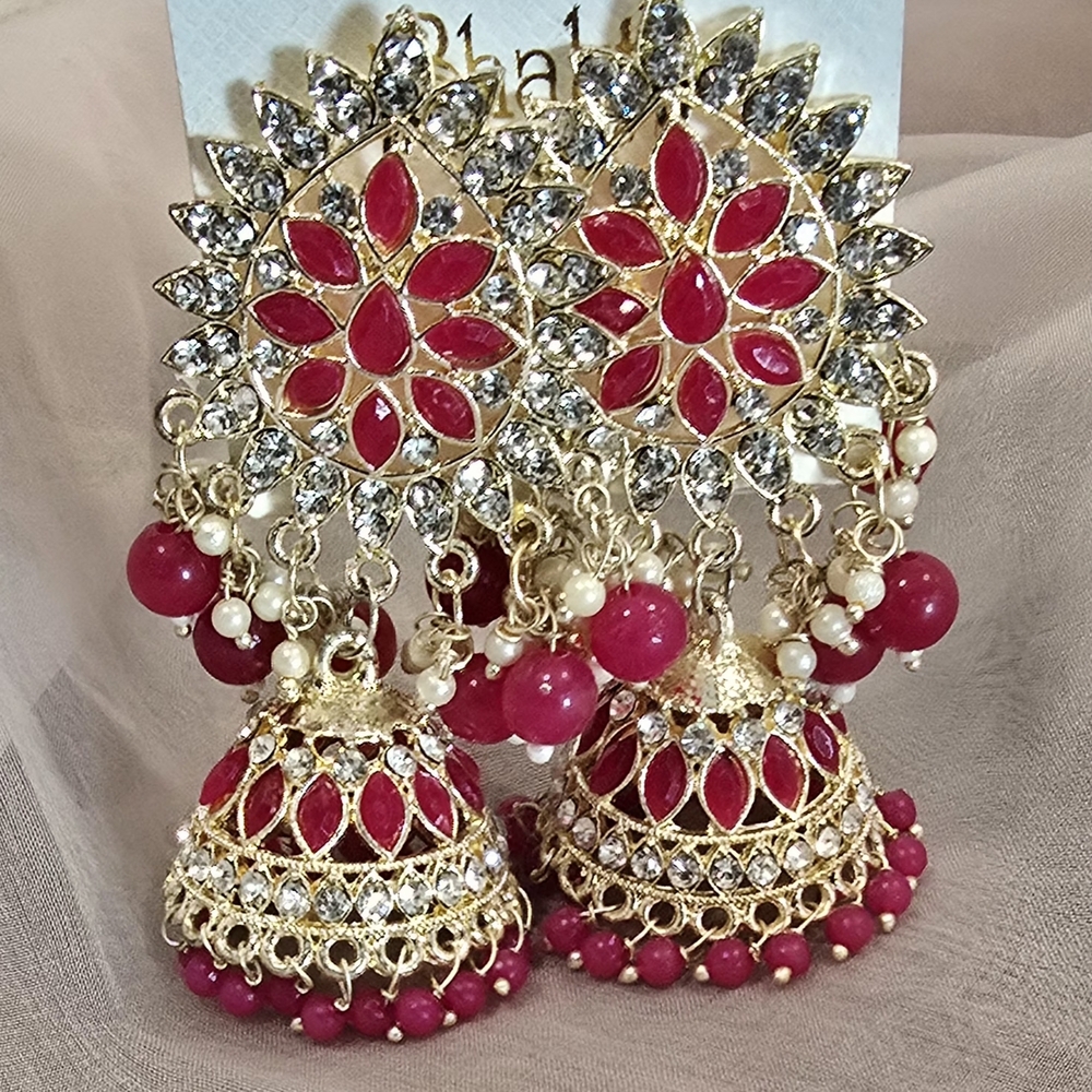 Elegant Gold and Red Statement Earrings
